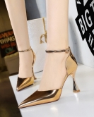Banquet high -heeled shoes Women's shoes wine glass heel high heel pointed pointed pointed and hollow hollow space with sandals with sandals
