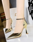 Banquet high -heeled shoes Women's shoes wine glass heel high heel pointed pointed pointed and hollow hollow space with sandals with sandals