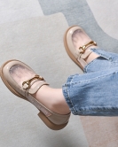 Net yarn shoes spring and summer small incense wind fashion casual cattle patent leather breathable round head low heel small leather shoes